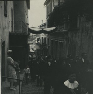 Italy Bellagio via Serbelloni Procession Old Possemiers Stereoview Photo 1920 #2