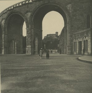 France Lourdes Castle Arched Ramp Old Possemiers Stereoview Photo 1920