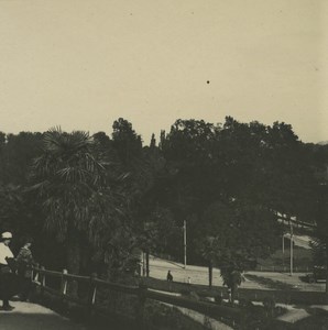 France Pau Railway station Gardens Old Possemiers Stereoview Photo 1920