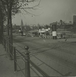 Germany Cologne Koln Docks & Dom Old Possemiers Stereoview Photo 1920