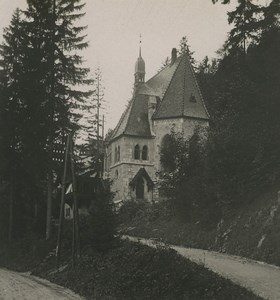 Austria Semmering chapel Old Photobrom Stereoview Photo 1900