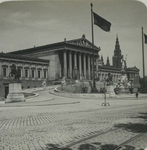 Austria Vienna Parliament Old Wurthle Stereoview Photo 1900