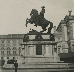 Austria Vienna Prinz Eugen monument Old Stereoview Photo 1900