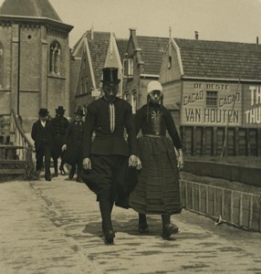 Netherlands Marken Just Married Van Houten Advert Old NPG Stereoview Photo 1900