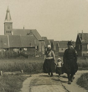 Netherlands Marken Fisherman family Old NPG Stereoview Photo 1900