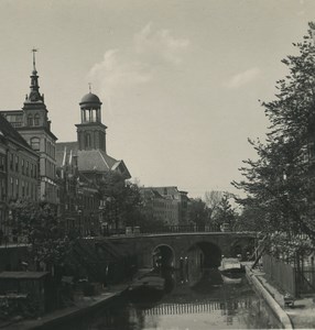 Netherlands Utrecht Oude Gracht Viebrug canal Old NPG Stereoview Photo 1900