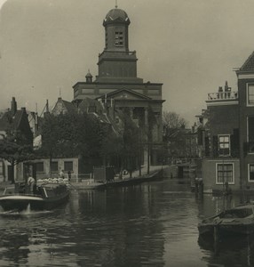 Netherlands Leiden Rijn canal Old NPG Stereoview Photo 1900
