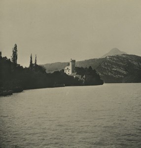 France Haute-Savoie Lac d'Annecy Lake & Castle Old NPG Stereoview Photo 1900
