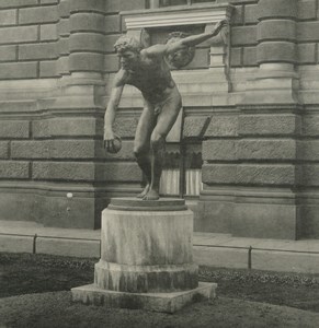 Germany Leipzig Shot putter Statue Old NPG Stereoview Photo 1900