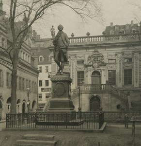 Germany Leipzig Statue of Goethe Old NPG Stereoview Photo 1900