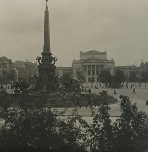 Germany Leipzig New Theater & Mendebrunnen Old NPG Stereoview Photo 1900