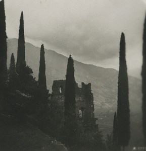 Italy Lake Garda Arco castle near Riva Old Stereoview Photo 1900