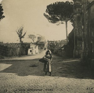 Italy Roma Rome via Appia Old SIP Stereoview Photo 1900's