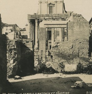 Italy Roma Rome Temple of Antoninus and Faustina Old SIP Stereoview Photo 1900's