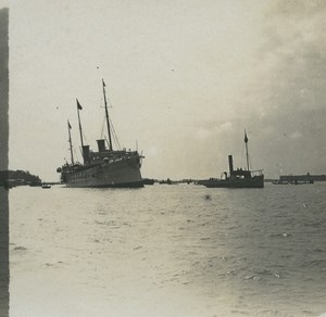 Italy Venice? SMY Hohenzollern II? Imperial Yacht Old Stereoview Photo 1900
