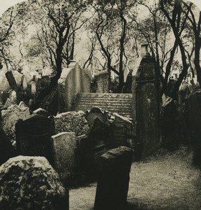 Czech Republic Prague Jewish cemetery Old NPG Stereoview Photo 1900