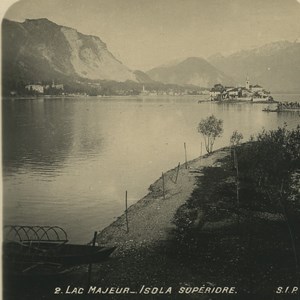 Italy Lake Maggiorre Isola dei Pescatori Old SIP Stereoview Photo 1900's
