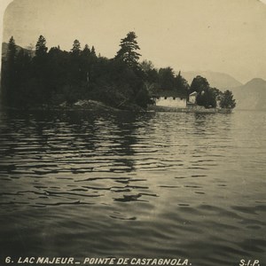 Italy Lake Maggiorre Castagnola Point Old SIP Stereoview Photo 1900's