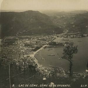 Italy Lake Como Como Panorama from Brunate Old SIP Stereoview Photo 1900's #1
