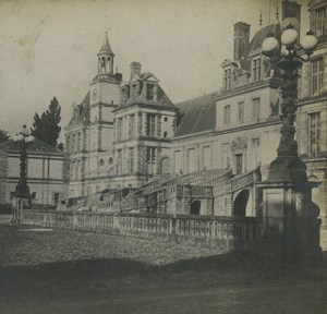 France Fontainebleau castle Cour des Adieux Old Stereoview Photo SIP 1910