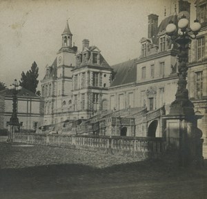 France Fontainebleau castle Cour des Adieux Old Stereoview Photo SIP 1910