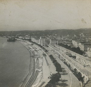 France Nice Beach sea Front General View Old Stereoview Photo SIP 1910