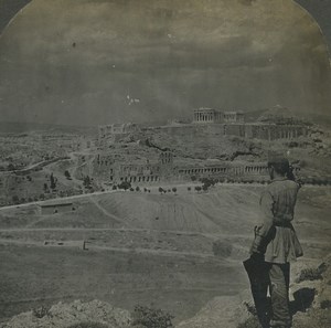 Greece Athens panorama Acropolis Old Keystone View Stereoview Photo 1906