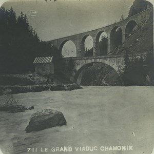 France Chamonix large Viaduct Bridge Old Stereoview Photo 1880