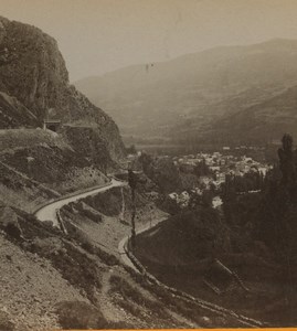 France Route de Cauterets panorama Tunnel Old Stereoview Photo Viron 1880