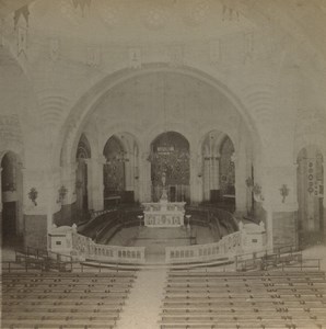 France Lourdes chapel interior Rosaire Old Stereoview Photo Viron 1880