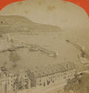 France Nice panorama Harbour Old Stereoview Photo 1880