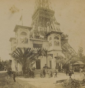 France Paris World Fair Monaco Pavilion Eiffel Tower Old Stereoview Photo 1889