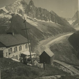 France Alps la Flegere & l'Aiguille Verte Old Wehrli Stereoview Photo 1900