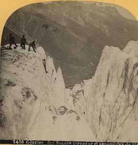France Alps Chamonix Glacier des Bossons Old Stereoview Photo Gabler 1880