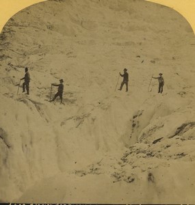 France Alps Chamonix Glacier des Bossons Crevasse Stereoview Photo Gabler 1880