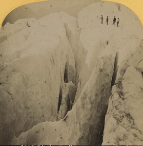 France Alps Chamonix Glacier des Bossons Crevasse Stereoview Photo Gabler 1880