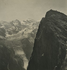 France Alps Chamonix Brevent Mont Blanc Old Stereoview Photo Wehrli 1900