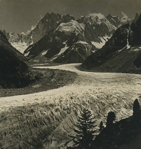 France Alps Chamonix Mer de Glace Glacier Old Stereoview Photo Wehrli 1900