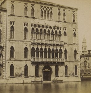 Italy Venice Business School Ca' Foscari Palazzo Old Stereoview Photo 1880
