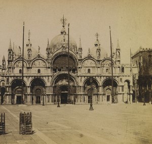 Italy Venice Piazza San Marco St Mark's Square Old Stereoview Photo 1880