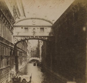 Italy Venice Bridge of Sighs Ponte dei Sospiri Old Stereoview Photo 1880