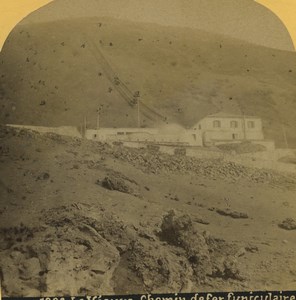 Italy Mount Vesuvius Vesuvio Funicular Old Gabler Stereoview Photo 1880