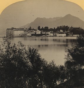 Italy Lago Maggiore Lake Isola Bella Old Stereoview Photo Gabler 1880