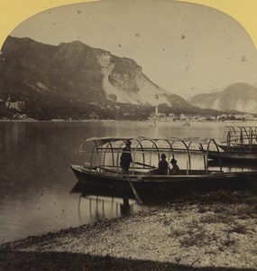 Italy Lago Maggiore Lake Laveno Boat Old Stereoview Photo Gabler 1880