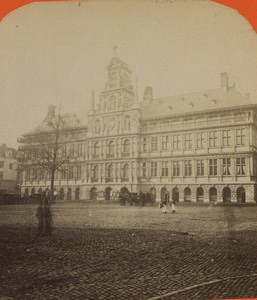 Belgium Antwerp City Hall Old Stereoview Photo 1880