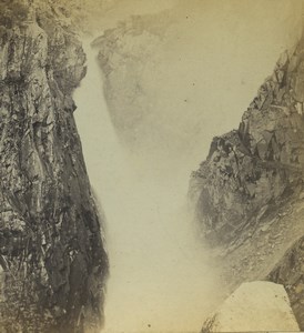 Norway Waterfall Chutes d'eau Old Stereoview Photo Gercke 1880