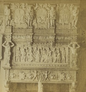 Belgium Antwerp City Hall Carved Fireplace old Stereoview Photo 1880