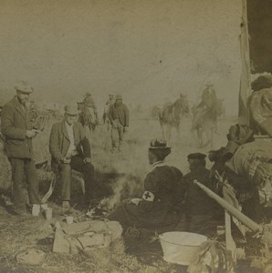 South Africa Red Cross in Camp on the Veld Old Stereoview Photo Kilburn 1900