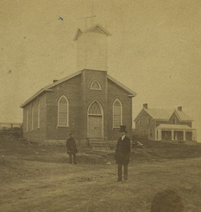 USA Wooden Church Unknown Location New England? Old Stereoview Photo 1880
