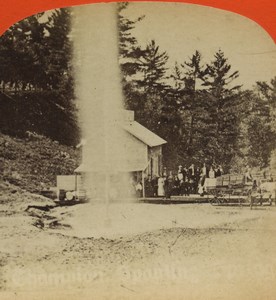 USA Saratoga Champion Spouting Spring Stereoview Photo Mc Donald & Sterry 1880